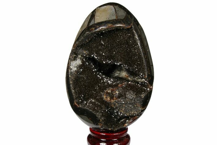 Septarian Dragon Egg Geode - Black Crystals #120915